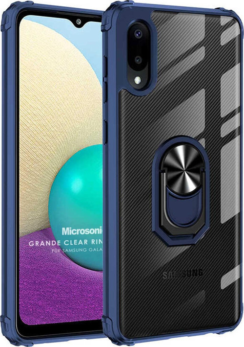Samsung Galaxy A02 Kılıf Grande Clear Ring Holder Lacivert