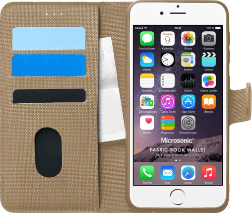 Apple iPhone 6S Kılıf Fabric Book Wallet Gold