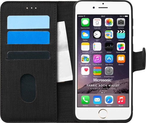 Apple iPhone 6 Plus Kılıf Fabric Book Wallet Siyah
