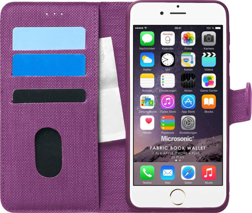 Apple iPhone 6 Plus Kılıf Fabric Book Wallet Mor