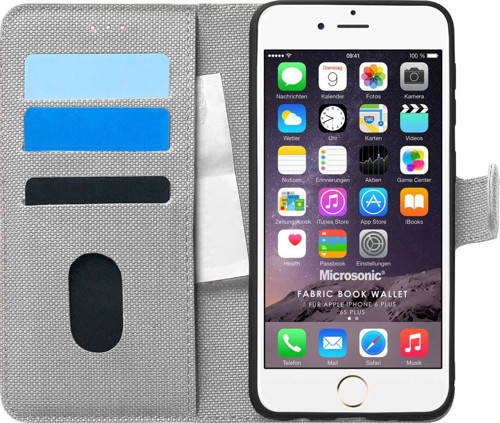 Apple iPhone 6 Plus Kılıf Fabric Book Wallet Gri