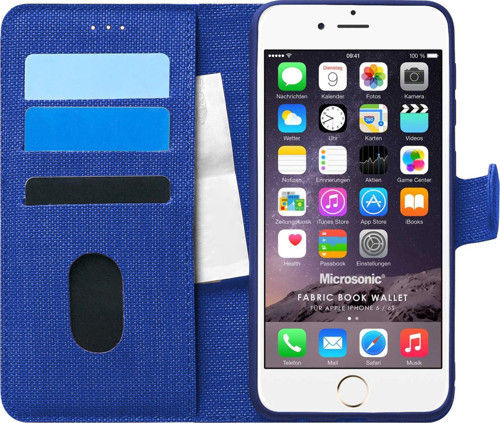 Apple iPhone 6 Kılıf Fabric Book Wallet Lacivert