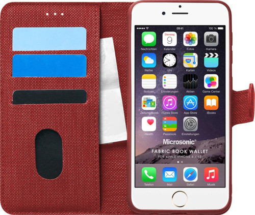 Apple iPhone 6 Kılıf Fabric Book Wallet Kırmızı