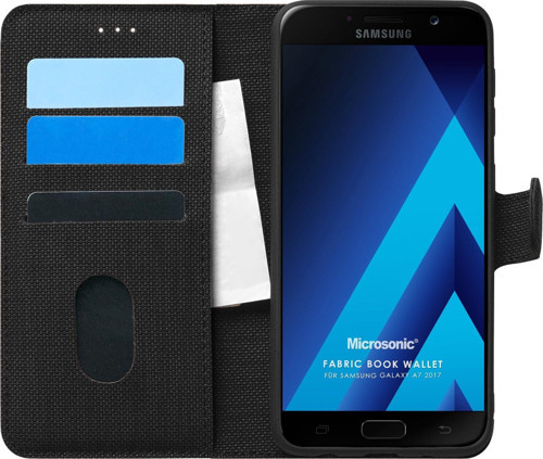 Samsung Galaxy A7 2017 Kılıf Fabric Book Wallet Siyah