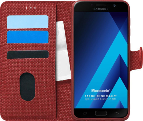 Samsung Galaxy A7 2017 Kılıf Fabric Book Wallet Kırmızı