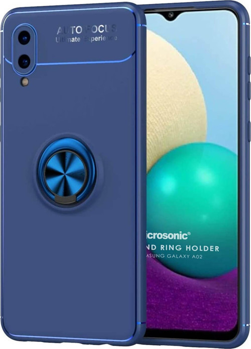 Samsung Galaxy A02 Kılıf Kickstand Ring Holder Lacivert