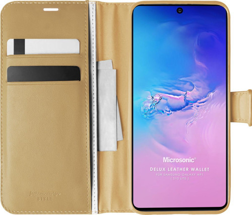 Samsung Galaxy S10 Lite Kılıf Delux Leather Wallet Gold