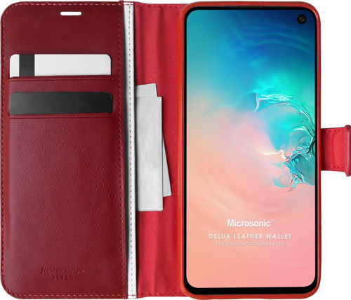 Samsung Galaxy S10e Kılıf Delux Leather Wallet Kırmızı