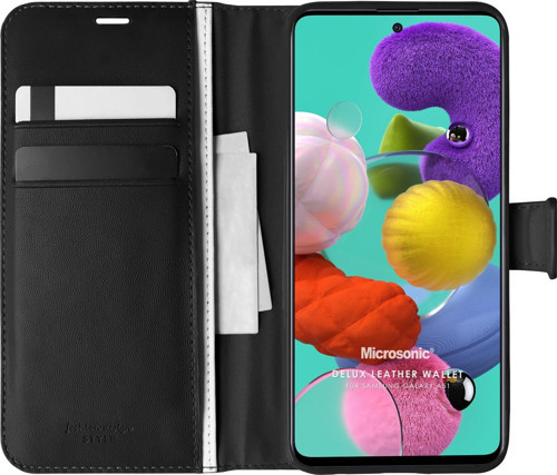 Samsung Galaxy A51 Kılıf Delux Leather Wallet Siyah
