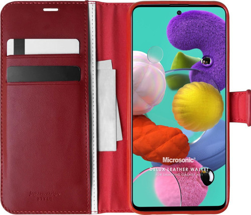 Samsung Galaxy A51 Kılıf Delux Leather Wallet Kırmızı