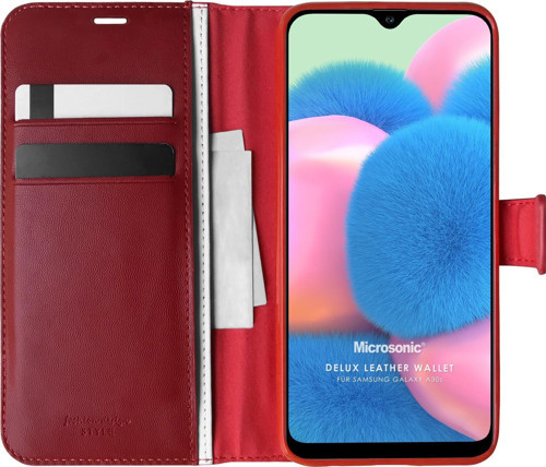 Samsung Galaxy A30s Kılıf Delux Leather Wallet Kırmızı