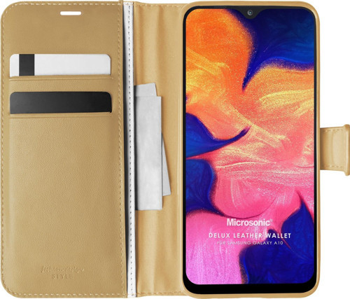 Samsung Galaxy A10 Kılıf Delux Leather Wallet Gold