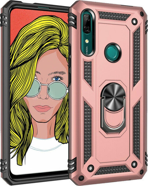 Huawei P Smart Z Kılıf Military Ring Holder Rose Gold