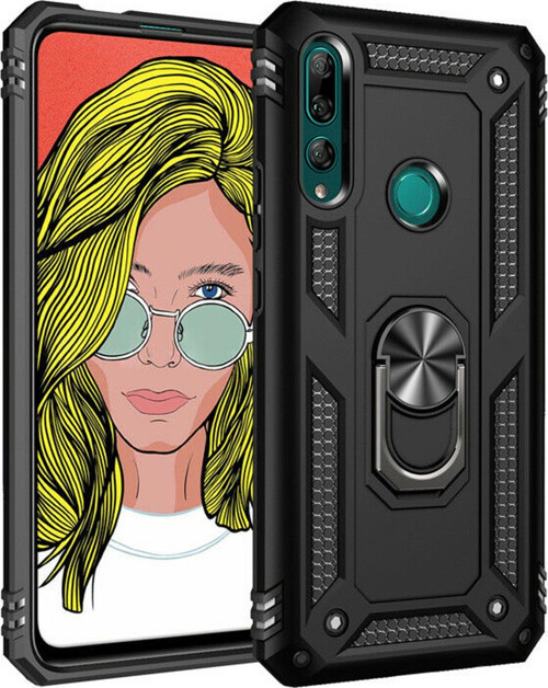 Huawei Y9 Prime 2019 Kılıf Military Ring Holder Siyah
