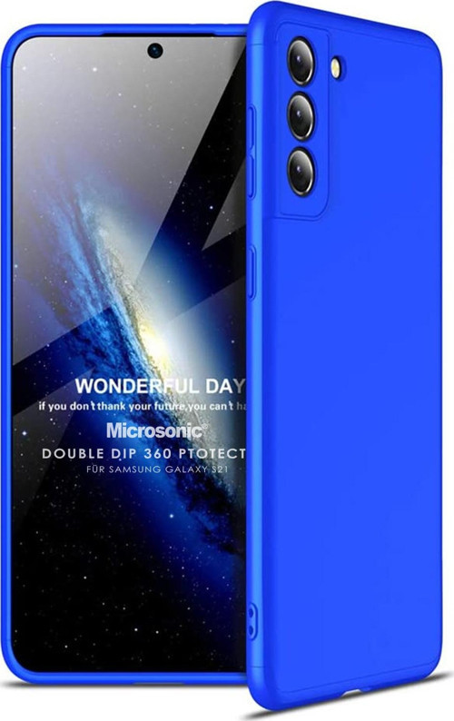Samsung Galaxy S21 Kılıf Double Dip 360 Protective Mavi
