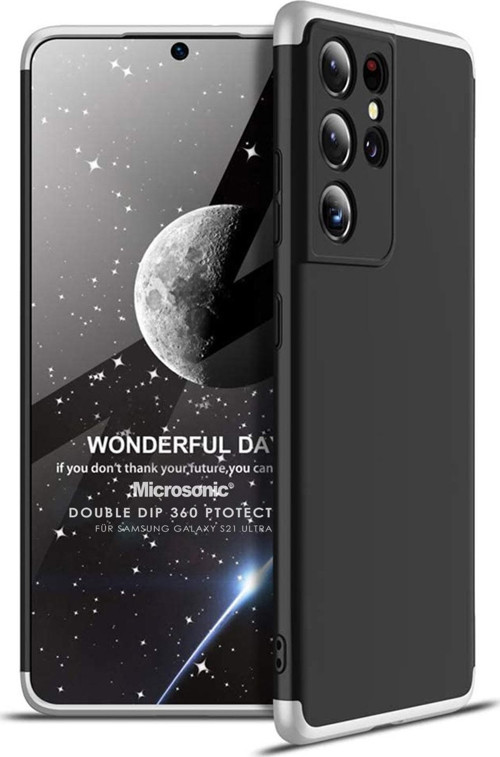 Samsung Galaxy S21 Ultra Kılıf Double Dip 360 Protective Siyah Gri