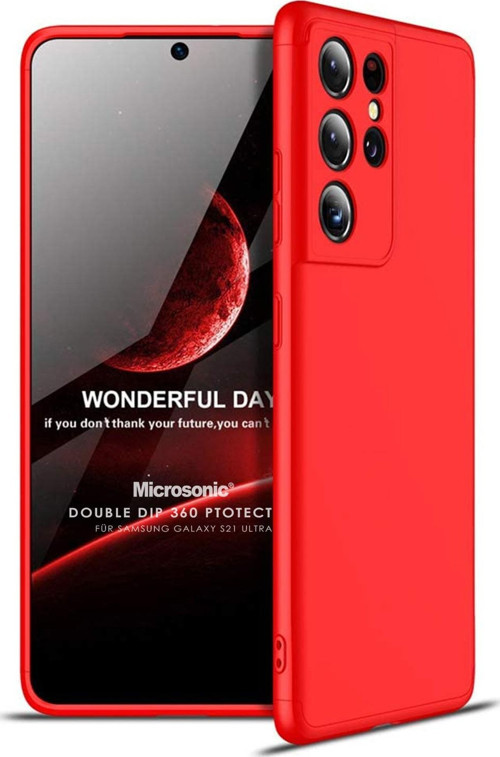 Samsung Galaxy S21 Ultra Kılıf Double Dip 360 Protective Kırmızı