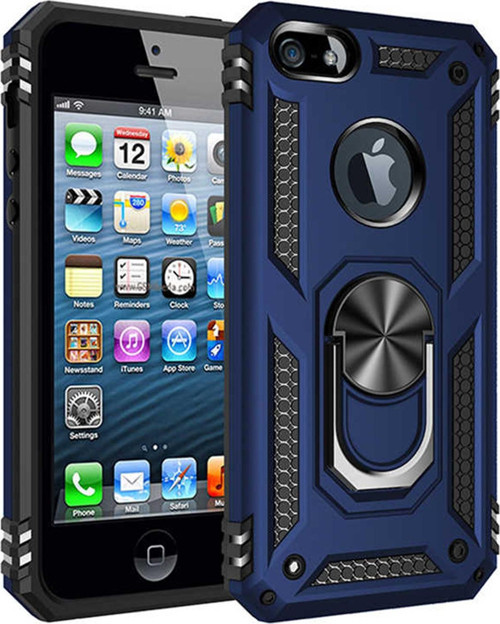 Apple iPhone SE Kılıf Military Ring Holder Lacivert
