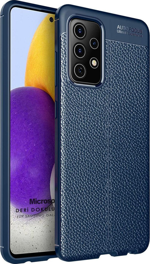 Samsung Galaxy A72 Kılıf Deri Dokulu Silikon Lacivert