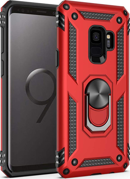 Samsung Galaxy S9 Kılıf Military Ring Holder Kırmızı