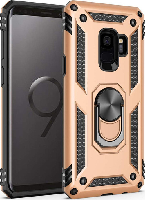 Samsung Galaxy S9 Kılıf Military Ring Holder Gold
