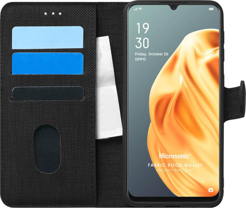 Oppo A91 Kılıf Fabric Book Wallet Siyah