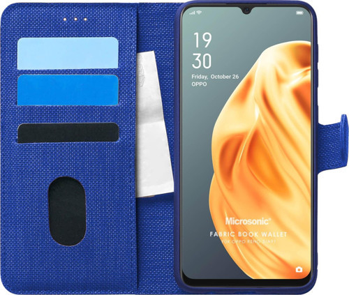 Oppo A91 Kılıf Fabric Book Wallet Lacivert