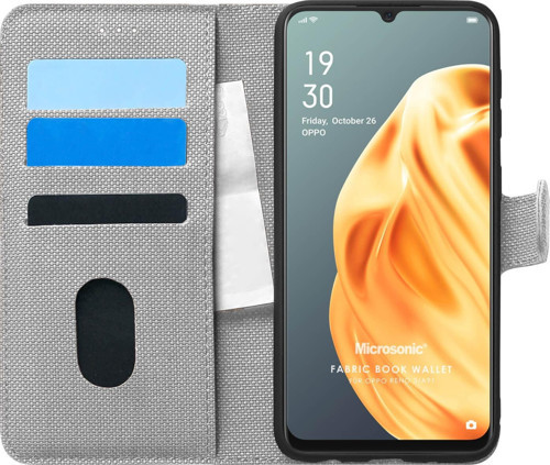 Oppo A91 Kılıf Fabric Book Wallet Gri