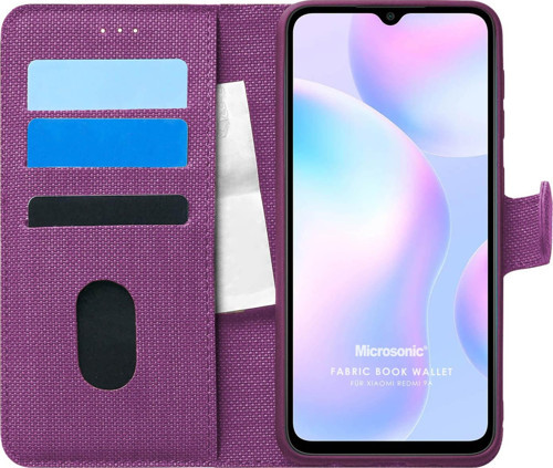 Xiaomi Redmi 9A Kılıf Fabric Book Wallet Mor
