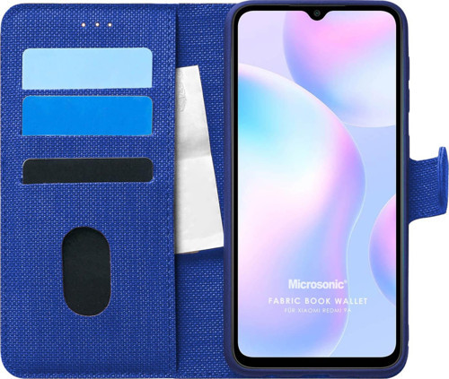 Xiaomi Redmi 9A Kılıf Fabric Book Wallet Lacivert