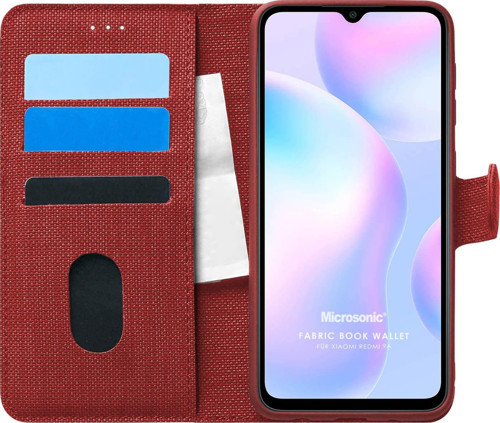 Xiaomi Redmi 9A Kılıf Fabric Book Wallet Kırmızı