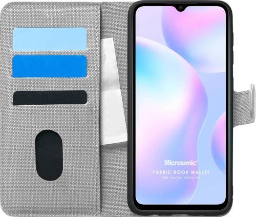 Xiaomi Redmi 9A Kılıf Fabric Book Wallet Gri