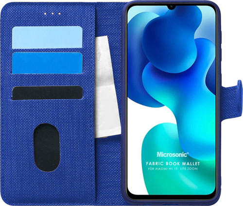 Xiaomi Mi 10 Lite Zoom Kılıf Fabric Book Wallet Lacivert