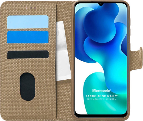 Xiaomi Mi 10 Lite Zoom Kılıf Fabric Book Wallet Gold