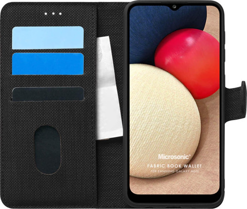 Samsung Galaxy A02s Kılıf Fabric Book Wallet Siyah
