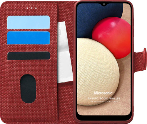 Samsung Galaxy A02s Kılıf Fabric Book Wallet Kırmızı