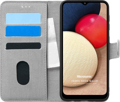 Samsung Galaxy A02s Kılıf Fabric Book Wallet Gri