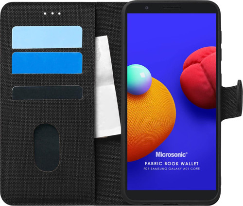 Samsung Galaxy A01 Core Kılıf Fabric Book Wallet Siyah