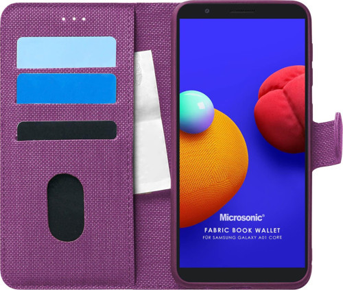 Samsung Galaxy A01 Core Kılıf Fabric Book Wallet Mor