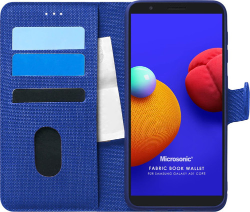 Samsung Galaxy A01 Core Kılıf Fabric Book Wallet Lacivert