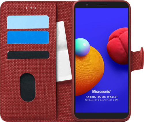 Samsung Galaxy A01 Core Kılıf Fabric Book Wallet Kırmızı