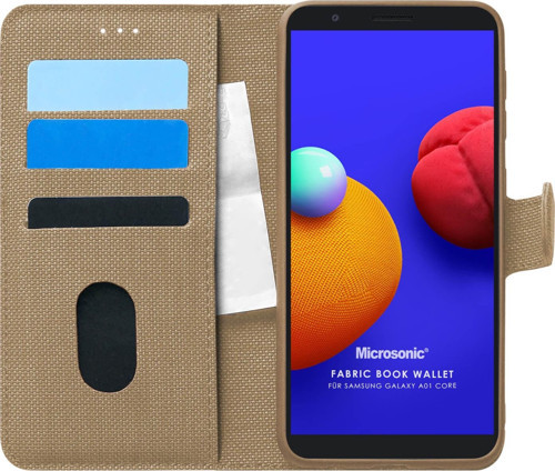 Samsung Galaxy A01 Core Kılıf Fabric Book Wallet Gold
