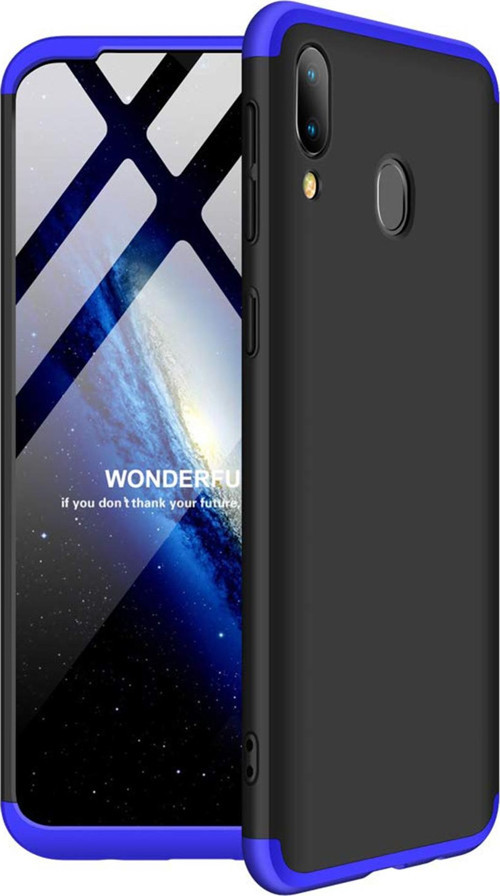 Samsung Galaxy A20 Kılıf Double Dip 360 Protective Siyah Mavi