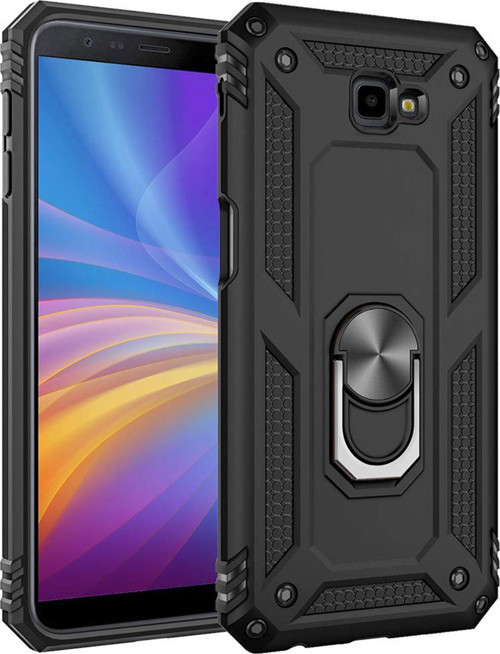 Samsung Galaxy J4 Plus Kılıf Military Ring Holder Siyah