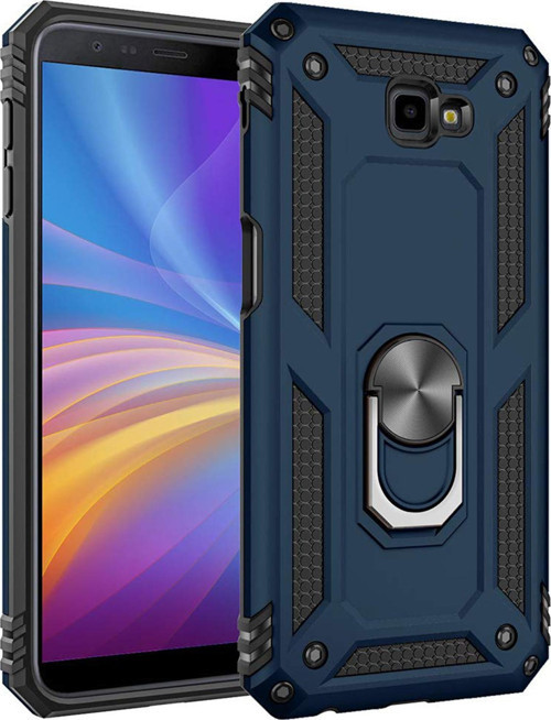 Samsung Galaxy J4 Plus Kılıf Military Ring Holder Lacivert