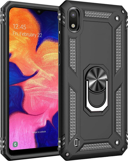 Samsung Galaxy A10 Kılıf Military Ring Holder Siyah
