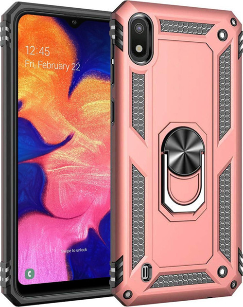 Samsung Galaxy A10 Kılıf Military Ring Holder Rose Gold