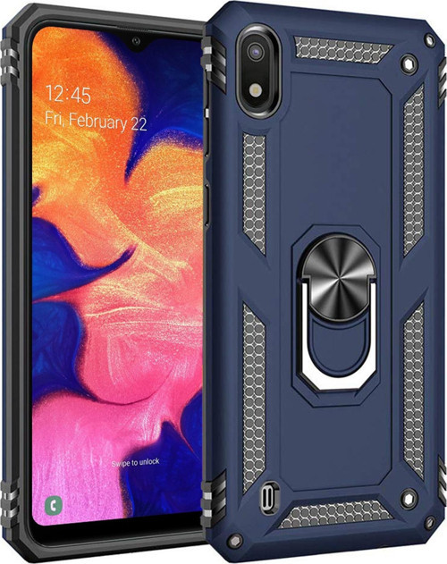Samsung Galaxy A10 Kılıf Military Ring Holder Lacivert