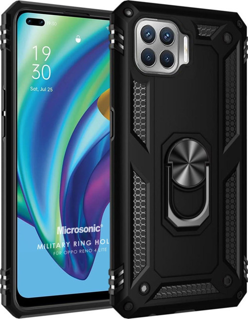 Oppo Reno 4 Lite Kılıf Military Ring Holder Siyah