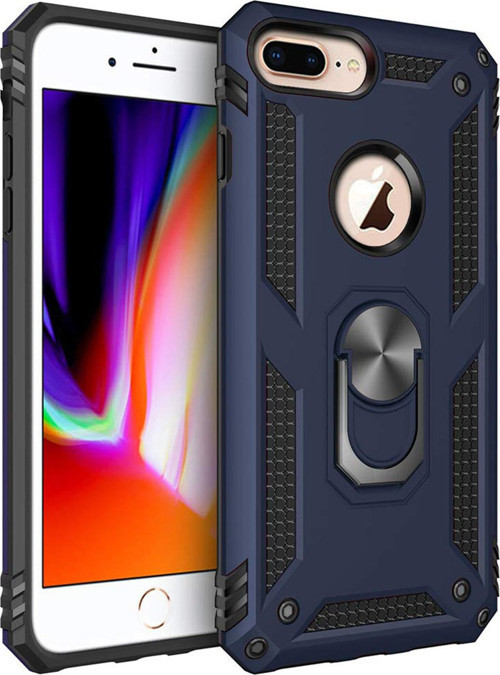 Apple iPhone 7 Plus Kılıf Military Ring Holder Lacivert